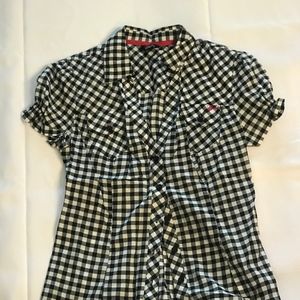 Button down checkered top